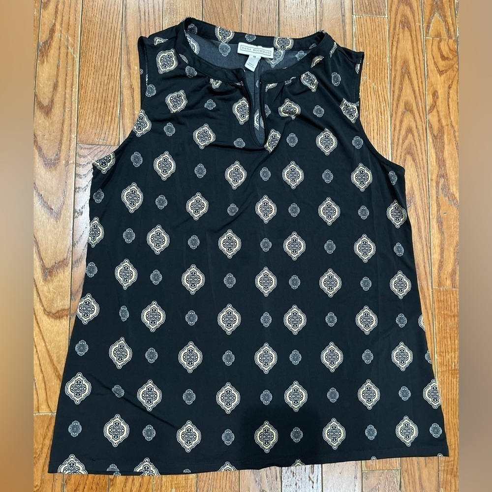 Dana Buchman Black and Gold Patterned Blouse